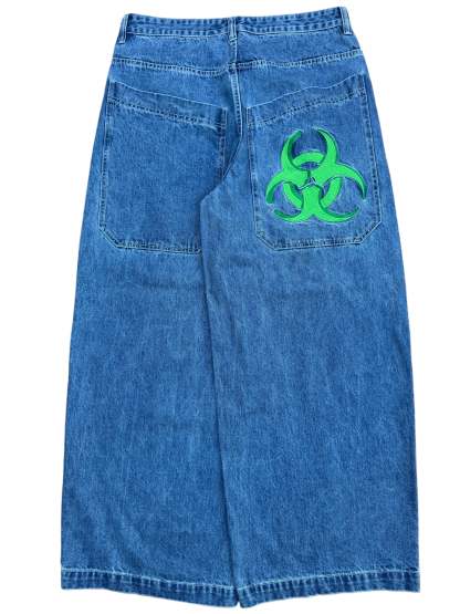 Blue Wide Leg GLOE Hazard Jeans-IYAMIUIO