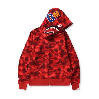 A bathing ape Color Camo Red Shark Full Zip Hoodie