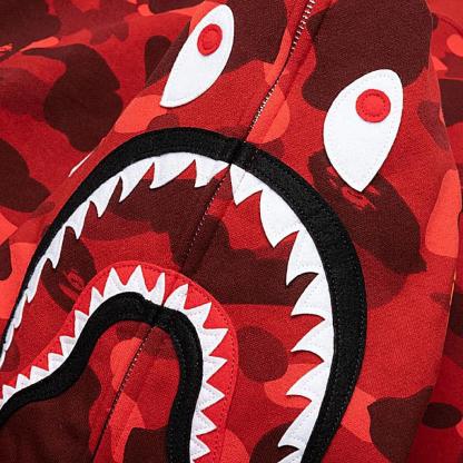 A bathing ape Color Camo Red Shark Full Zip Hoodie