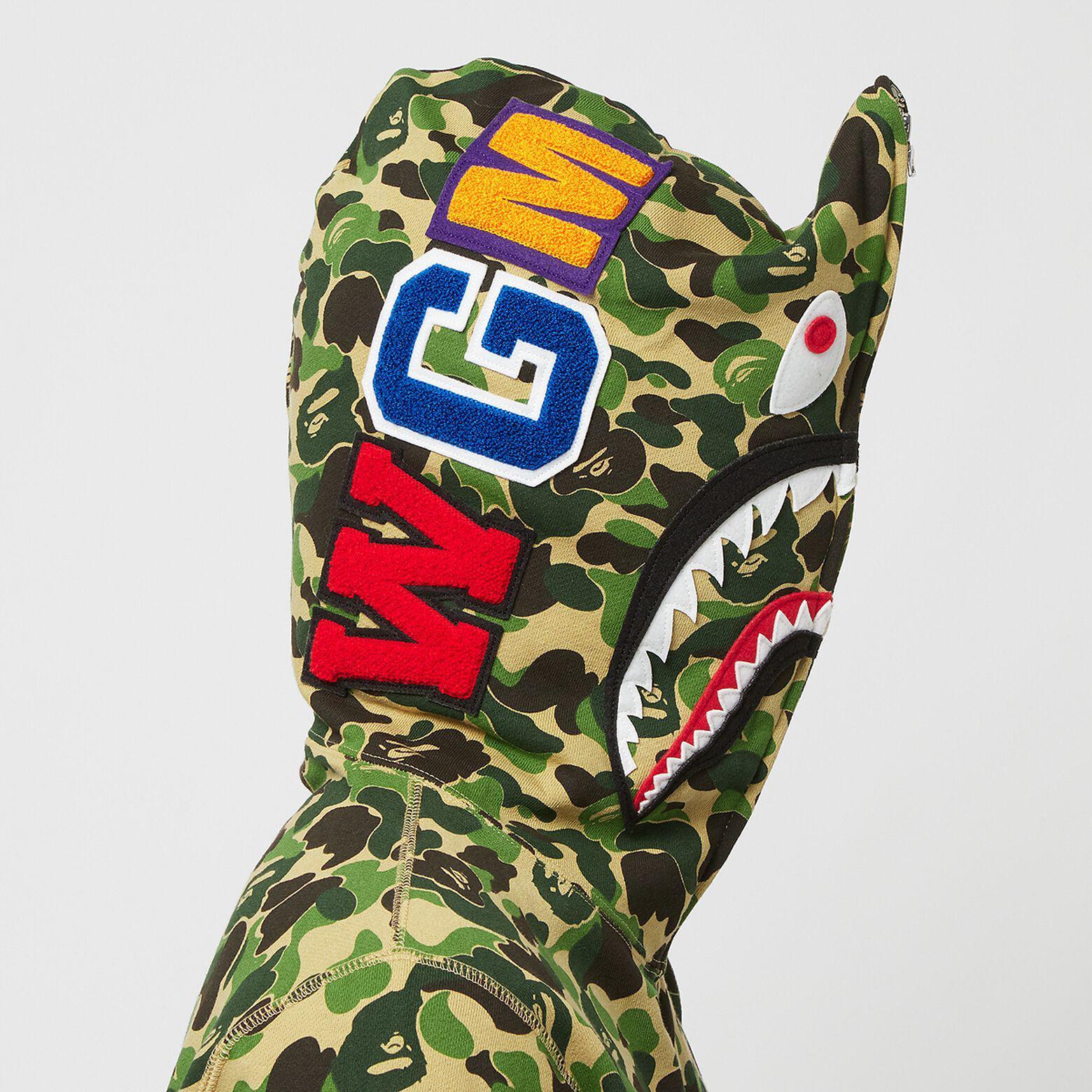 A Bathing Ape Big ABC Camo Green Shark Full Zip Hoodie.