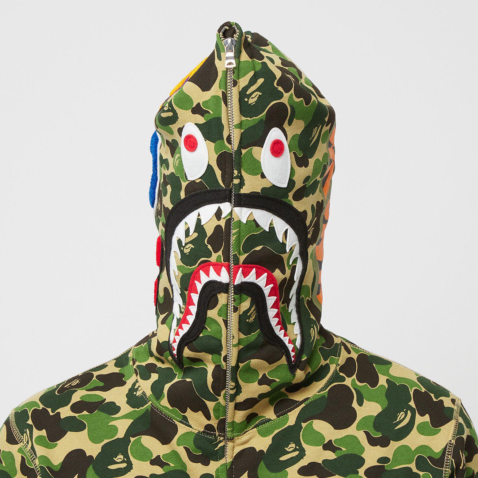 A Bathing Ape Big ABC Camo Green Shark Full Zip Hoodie.