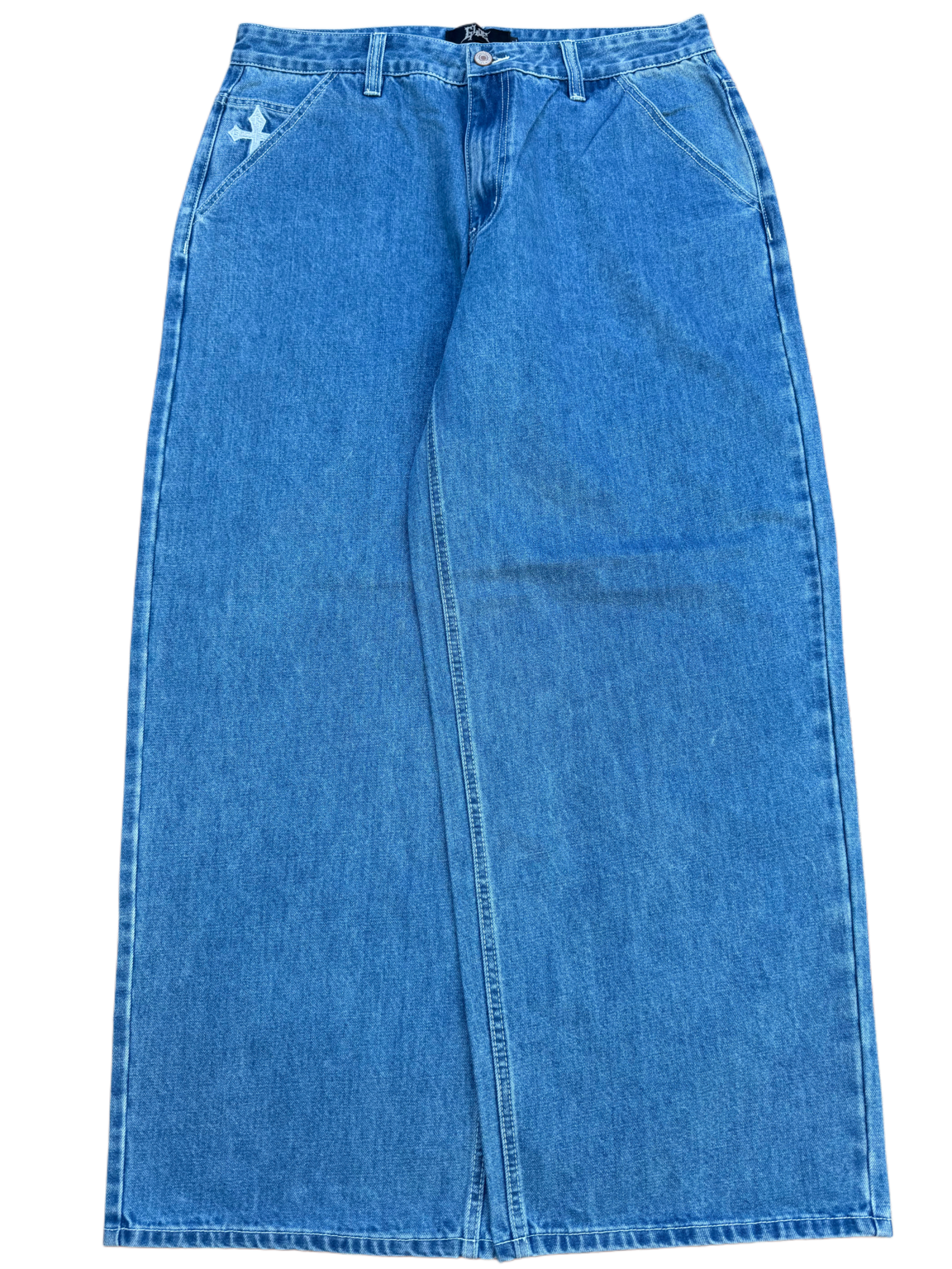 Blue Tribal Heart GLOE Baggy Jeans-IYAMIUIO