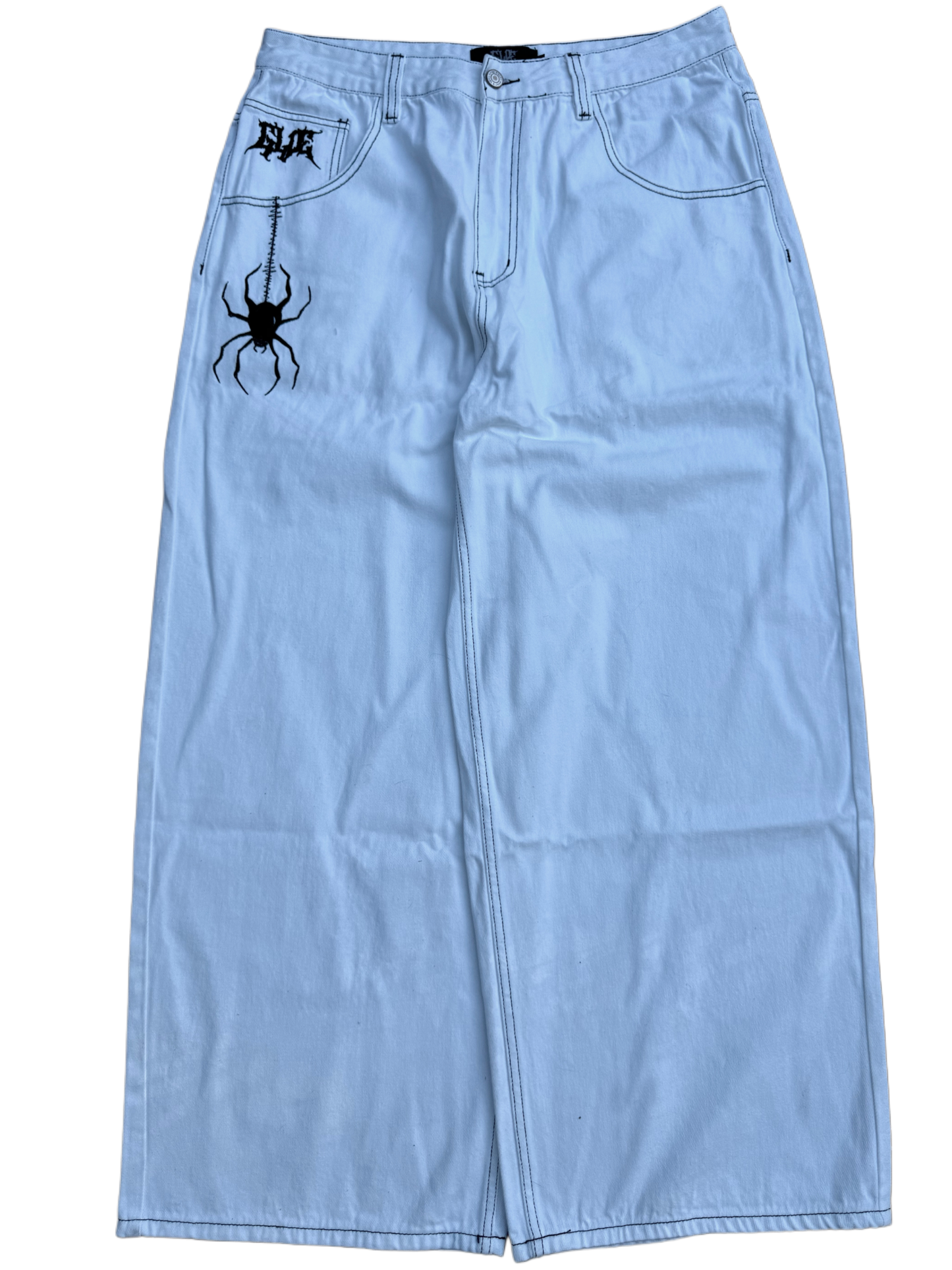 White Wideleg GLOE Spider Jeans-IYAMIUIO