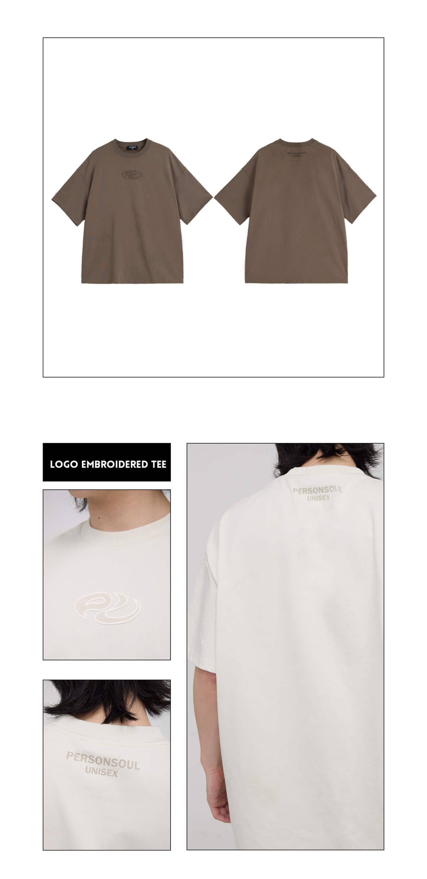 Personsoul Logo Embroidered Basic T-shirt-IYAMIUIO