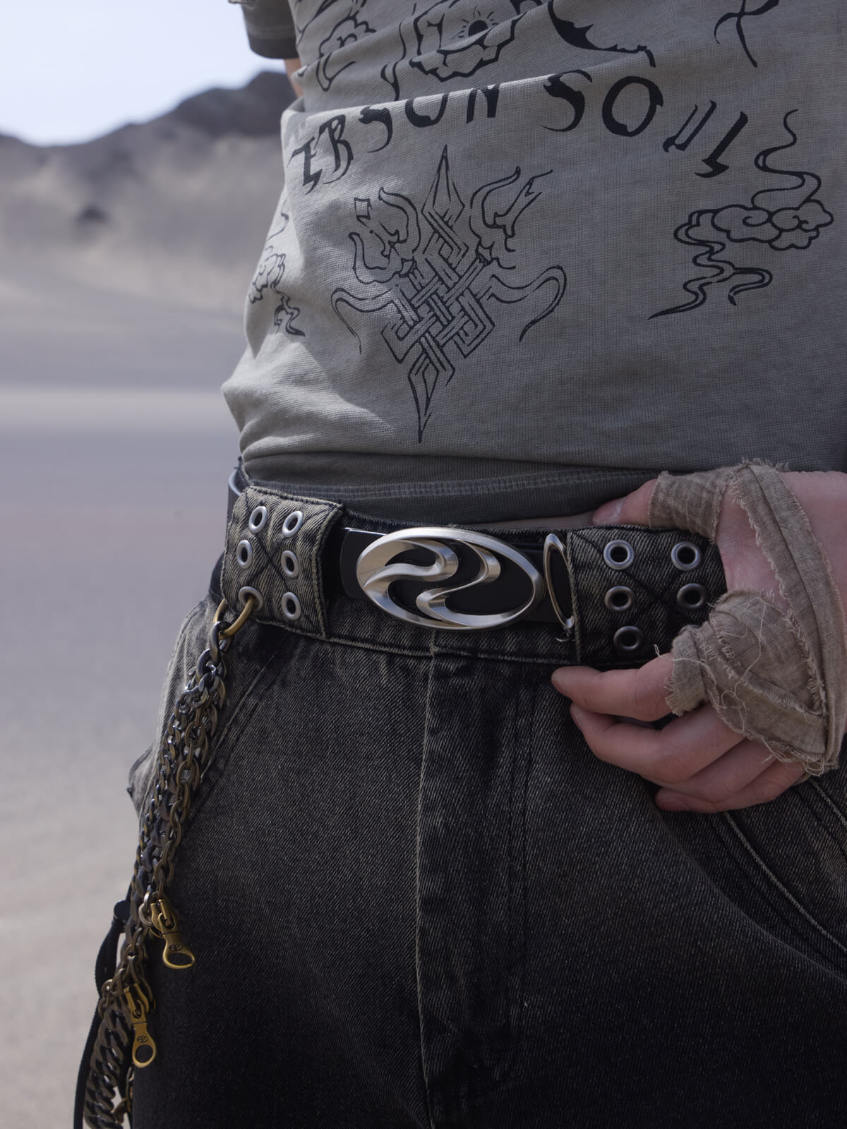 Personsoul Logo Silver-Plated Leather Belt-IYAMIUIO