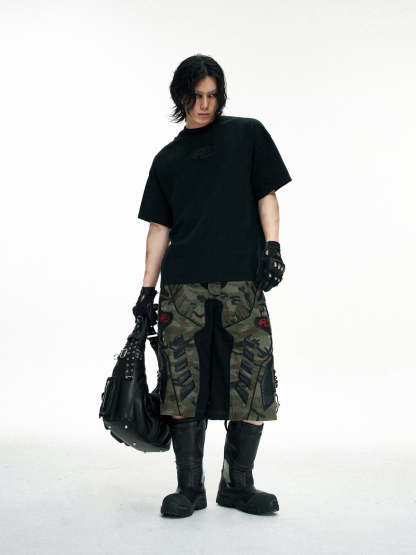 Personsoul Logo Embroidered Basic T-shirt-IYAMIUIO