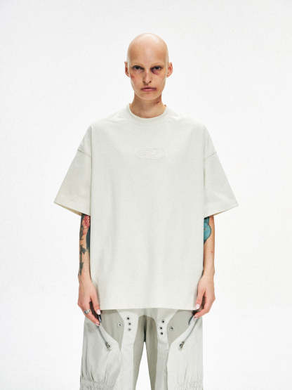 Personsoul Logo Embroidered Basic T-shirt-IYAMIUIO