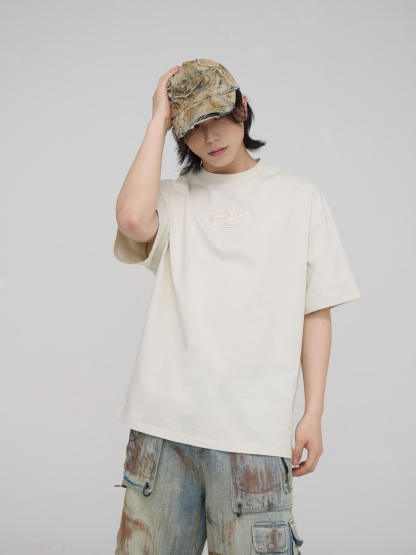 Personsoul Logo Embroidered Basic T-shirt-IYAMIUIO