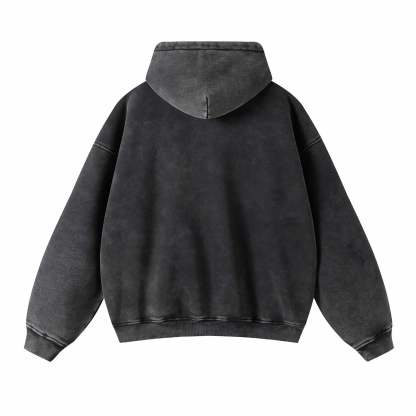 Loose Fit Washed Zip Up Hoodie-IYAMIUIO