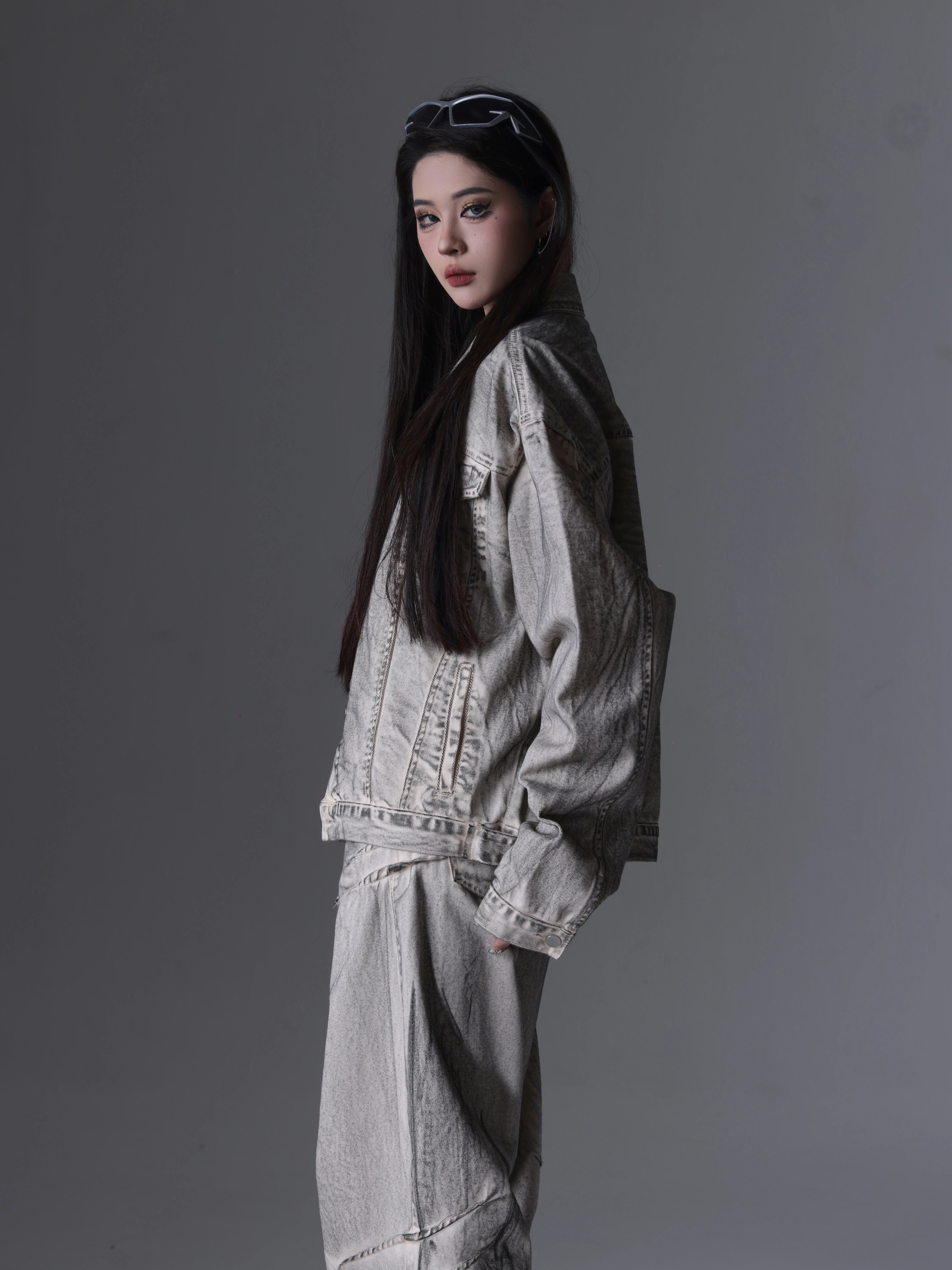 【24s April.】Distressed Washed Dirty Dyed Denim Jacket-IYAMIUIO