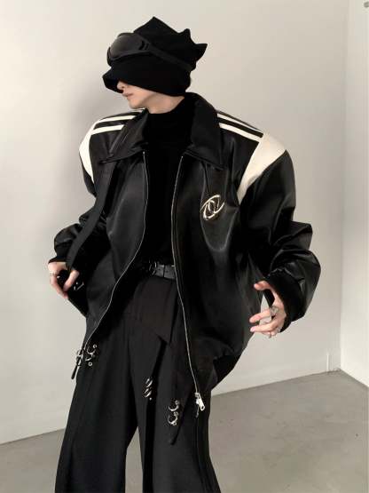 【23s November.】Black Patchwork Design Baseball Uniform-IYAMIUIO