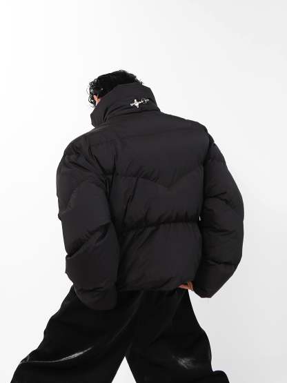 High Neck Asymmetrical Design Winter Coat-IYAMIUIO
