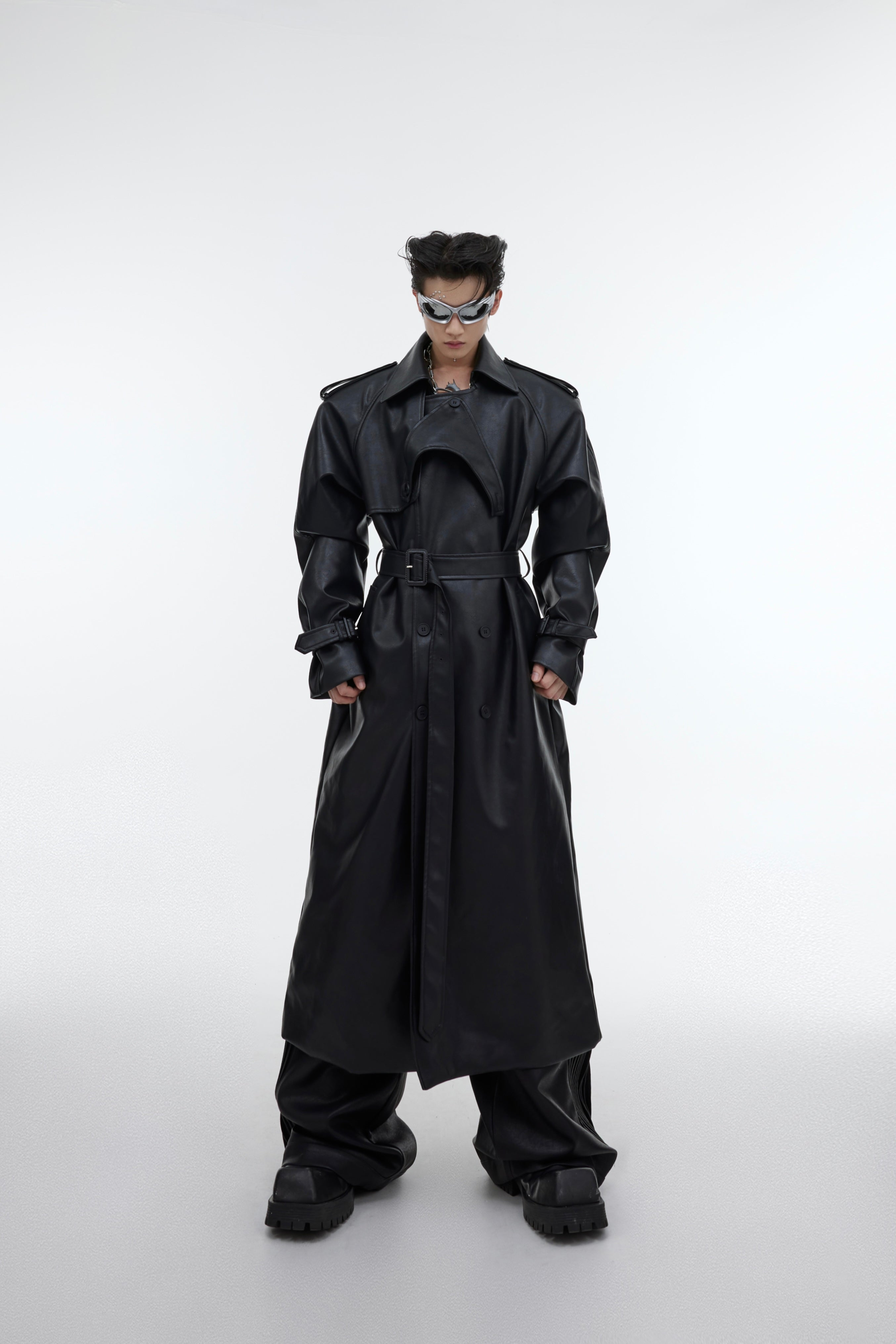 【23s October.】Deconstructed Silhouette PU Leather Coat-IYAMIUIO