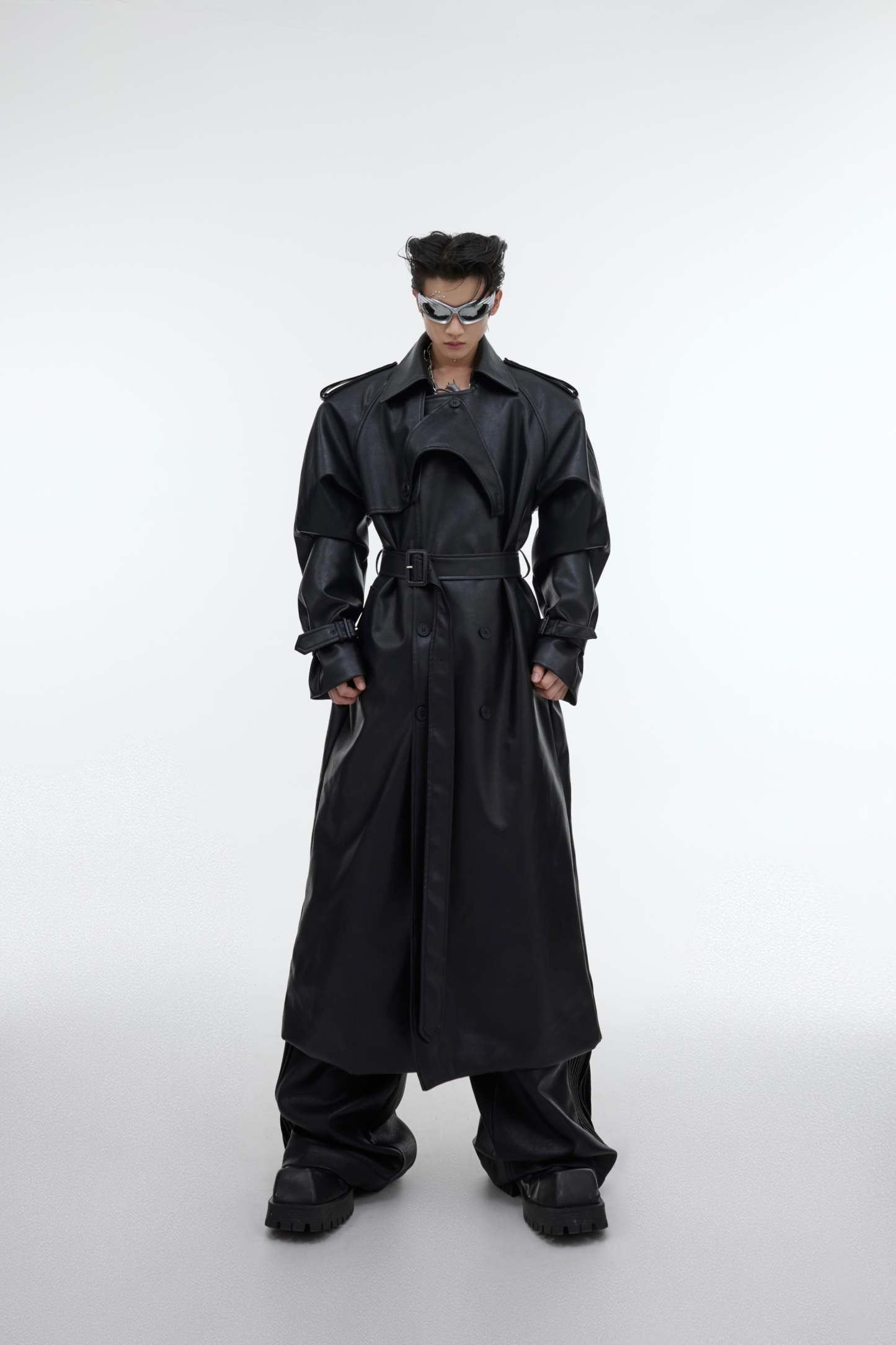 【23s October.】Deconstructed Silhouette PU Leather Coat-IYAMIUIO