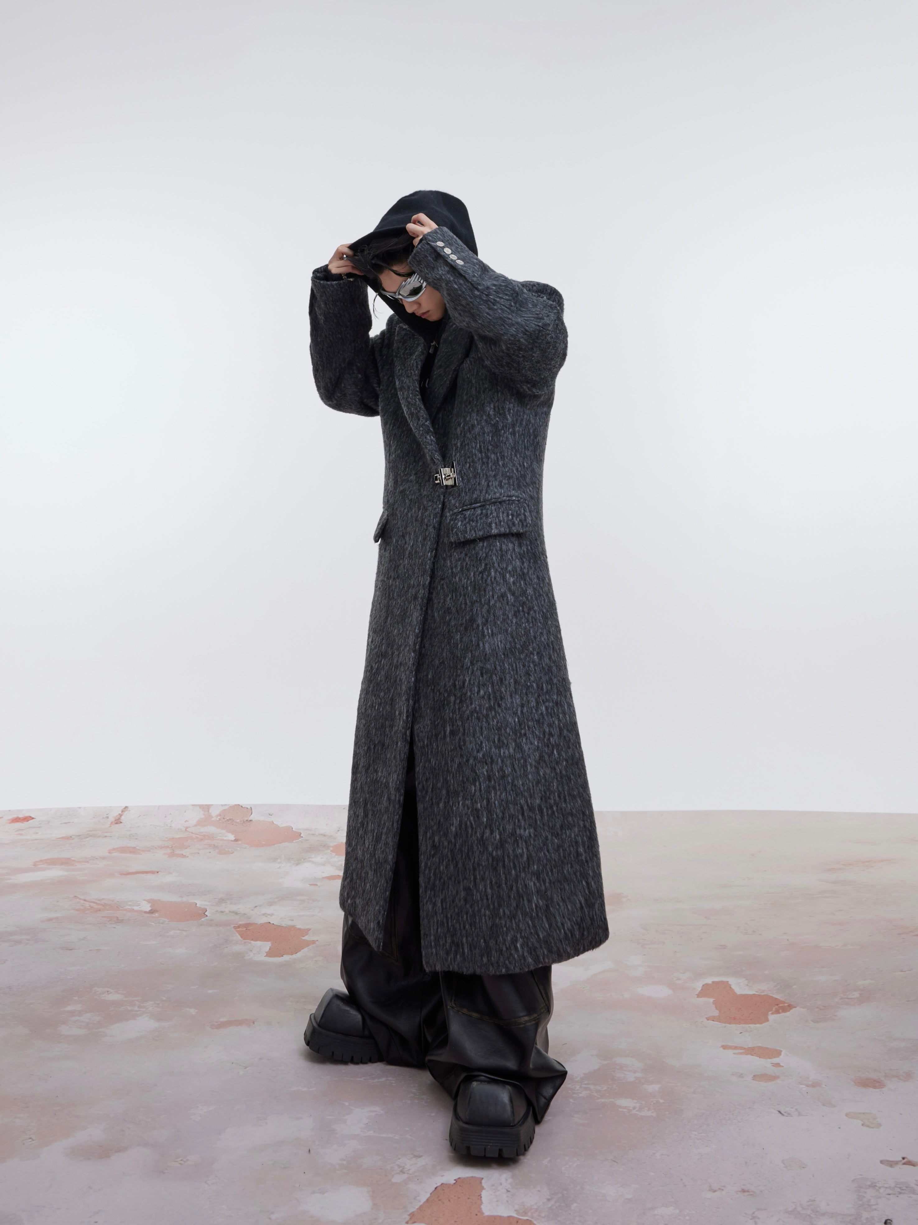 【23s October.】Oversized Shoulder-padded Wool Coat-IYAMIUIO