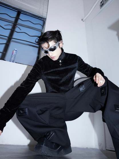 【23s August.】Label Graphic Drape Suit Pants-IYAMIUIO