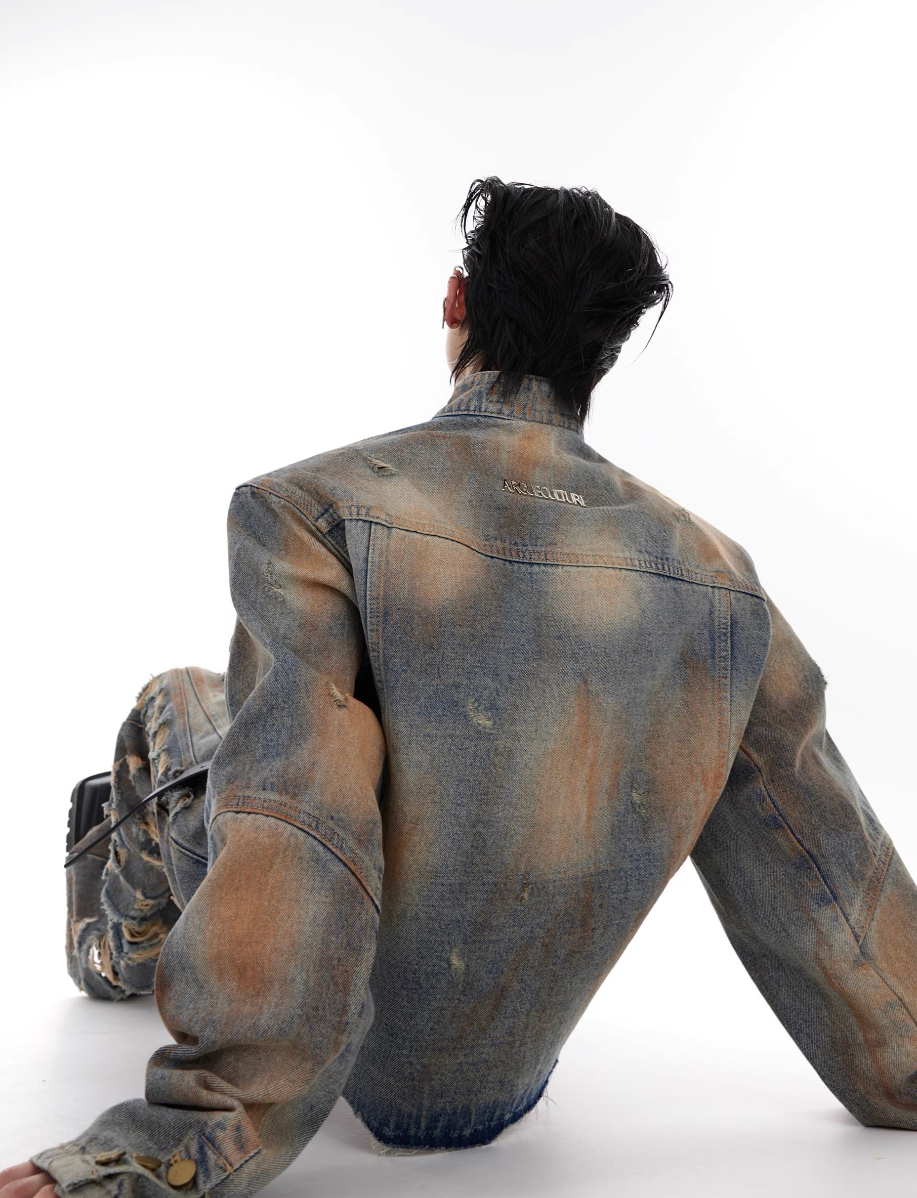 【23s August.】Distressed Denim Jacket Ripped Jeans-IYAMIUIO