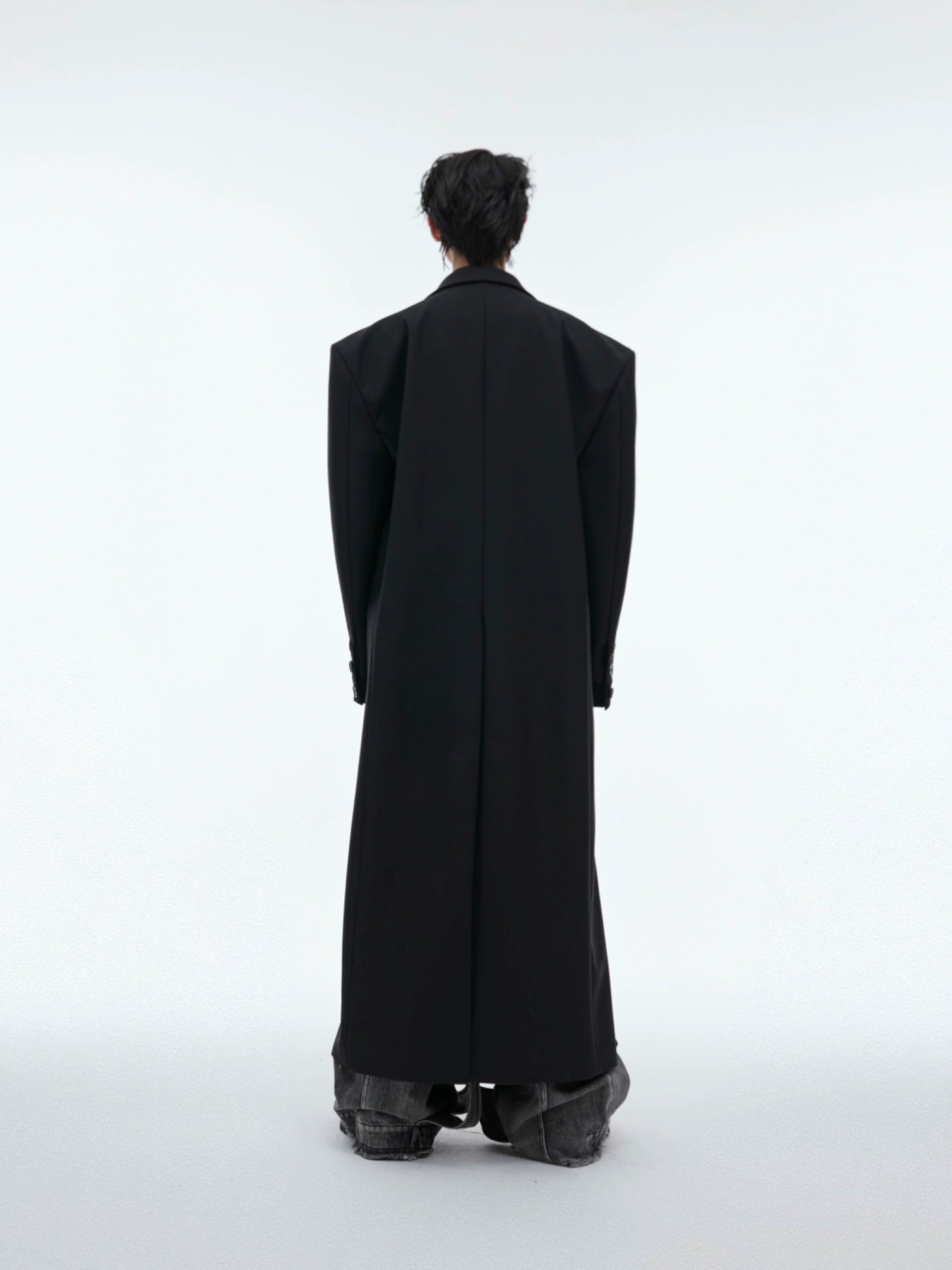 【24s Sep.】Black PU Long Trench Coat-IYAMIUIO