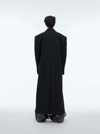 【24s Sep.】Black PU Long Trench Coat-IYAMIUIO