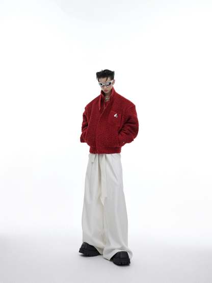 【24s January.】New Year Textured Wool Silhouette Short Jacket-IYAMIUIO