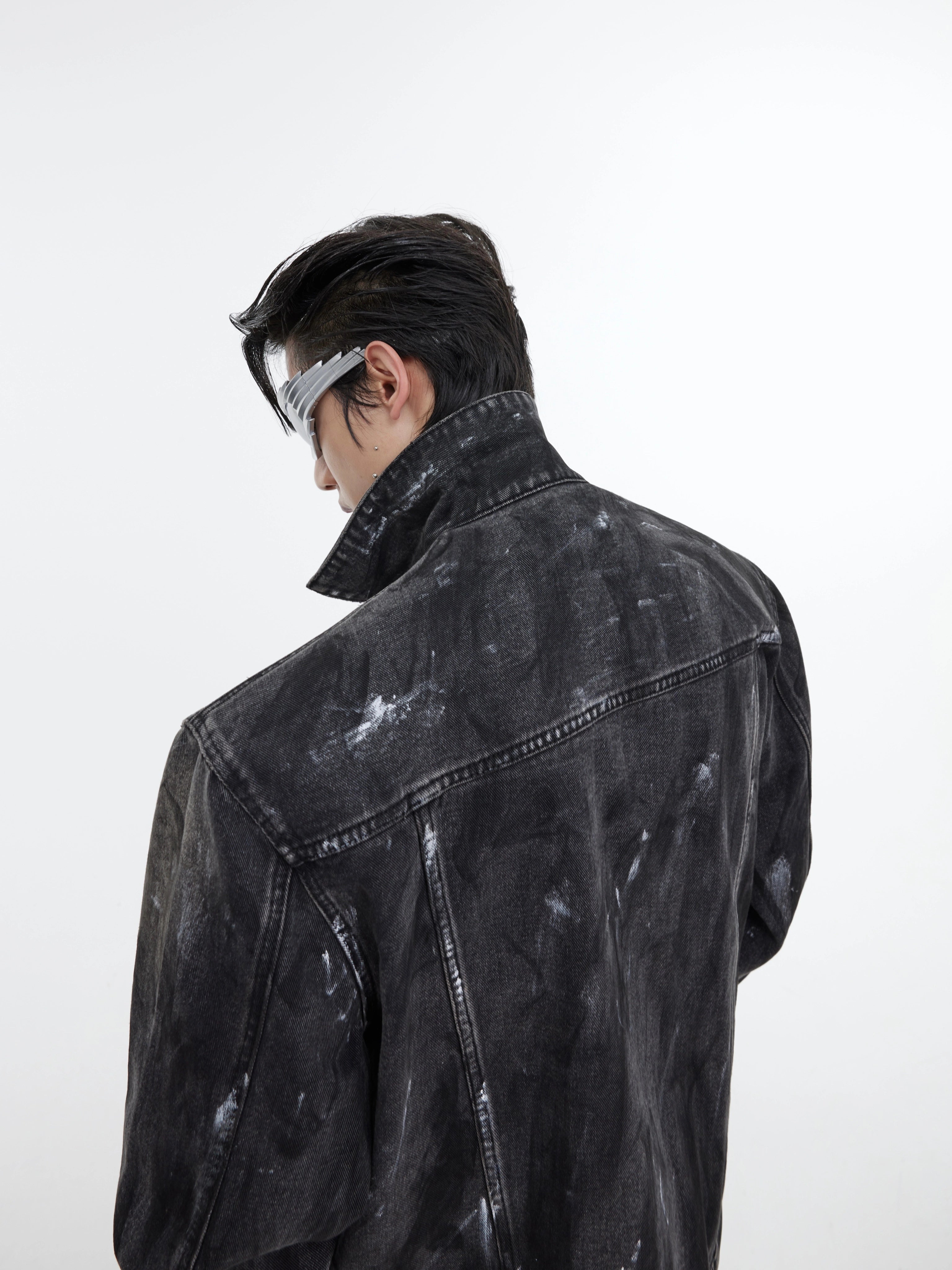 【23s October.】Hand-painted Distressed Short Denim Jacket-IYAMIUIO