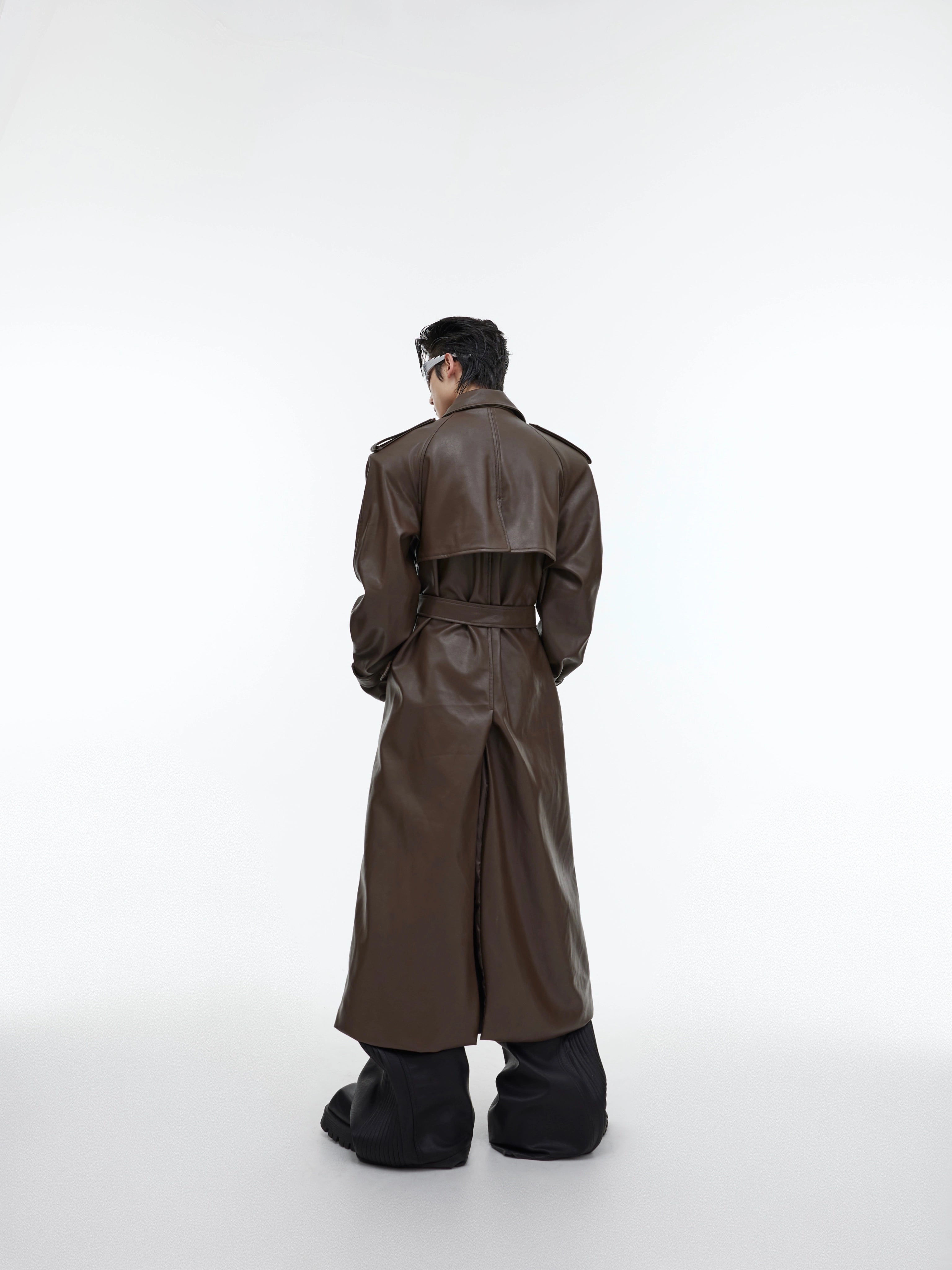 【23s October.】Deconstructed Silhouette PU Leather Coat-IYAMIUIO