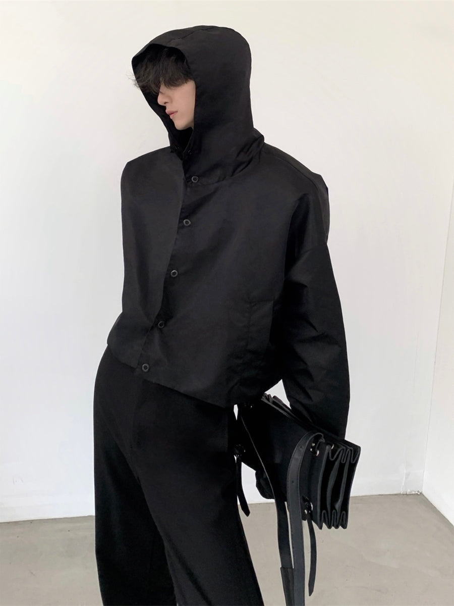 【23s August.】Nylon Button Hoodie-IYAMIUIO