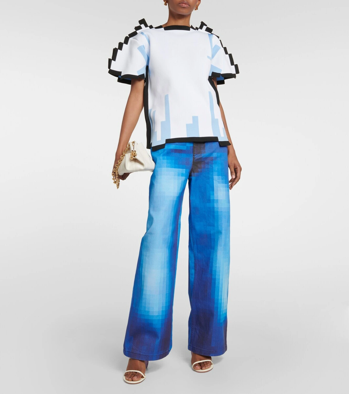 Pixelated high-rise straight jeans