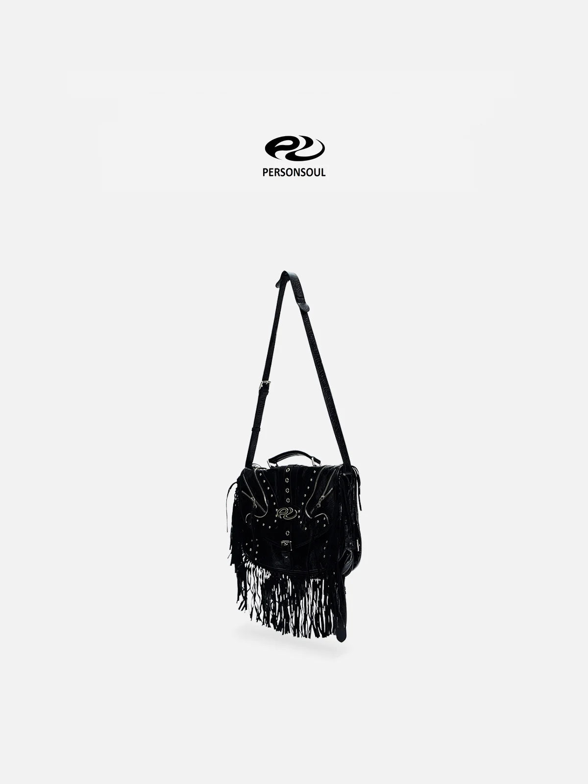 Personsoul Heavy-Duty Fringe Leather Messenger-IYAMIUIO