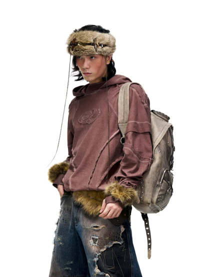 Deconstructed Hoodies with Gradient Wash-IYAMIUIO