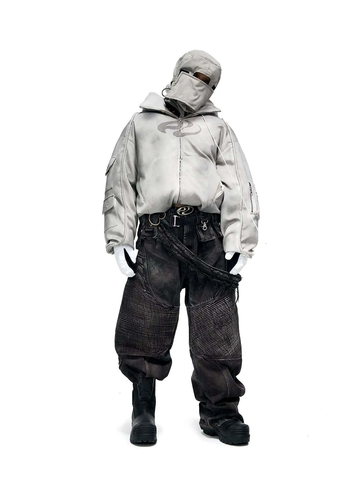 Temperature-Reactive Curved Jeans with Bag Set-IYAMIUIO