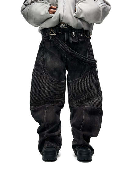 Temperature-Reactive Curved Jeans with Bag Set-IYAMIUIO