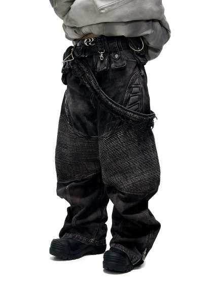 Temperature-Reactive Curved Jeans with Bag Set-IYAMIUIO