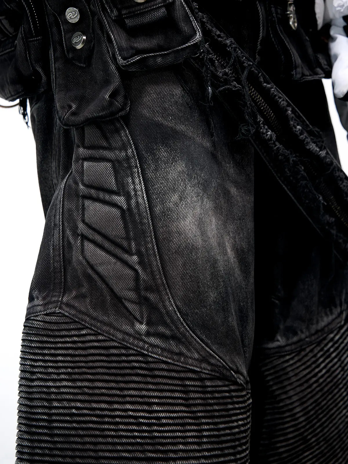 Temperature-Reactive Curved Jeans with Bag Set-IYAMIUIO