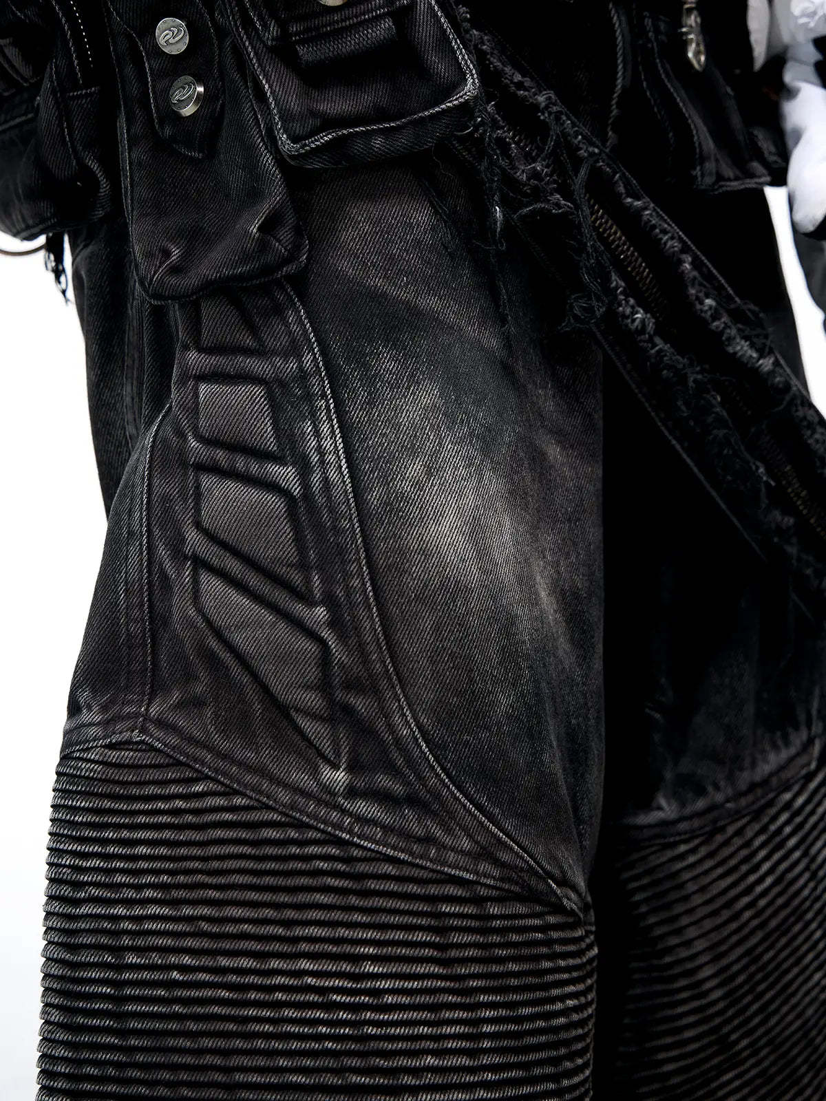 Temperature-Reactive Curved Jeans with Bag Set-IYAMIUIO