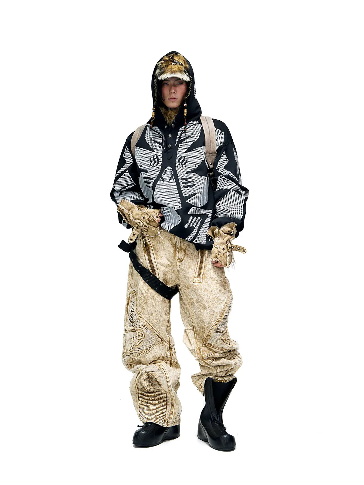 Reflective Armor Hoodie-IYAMIUIO