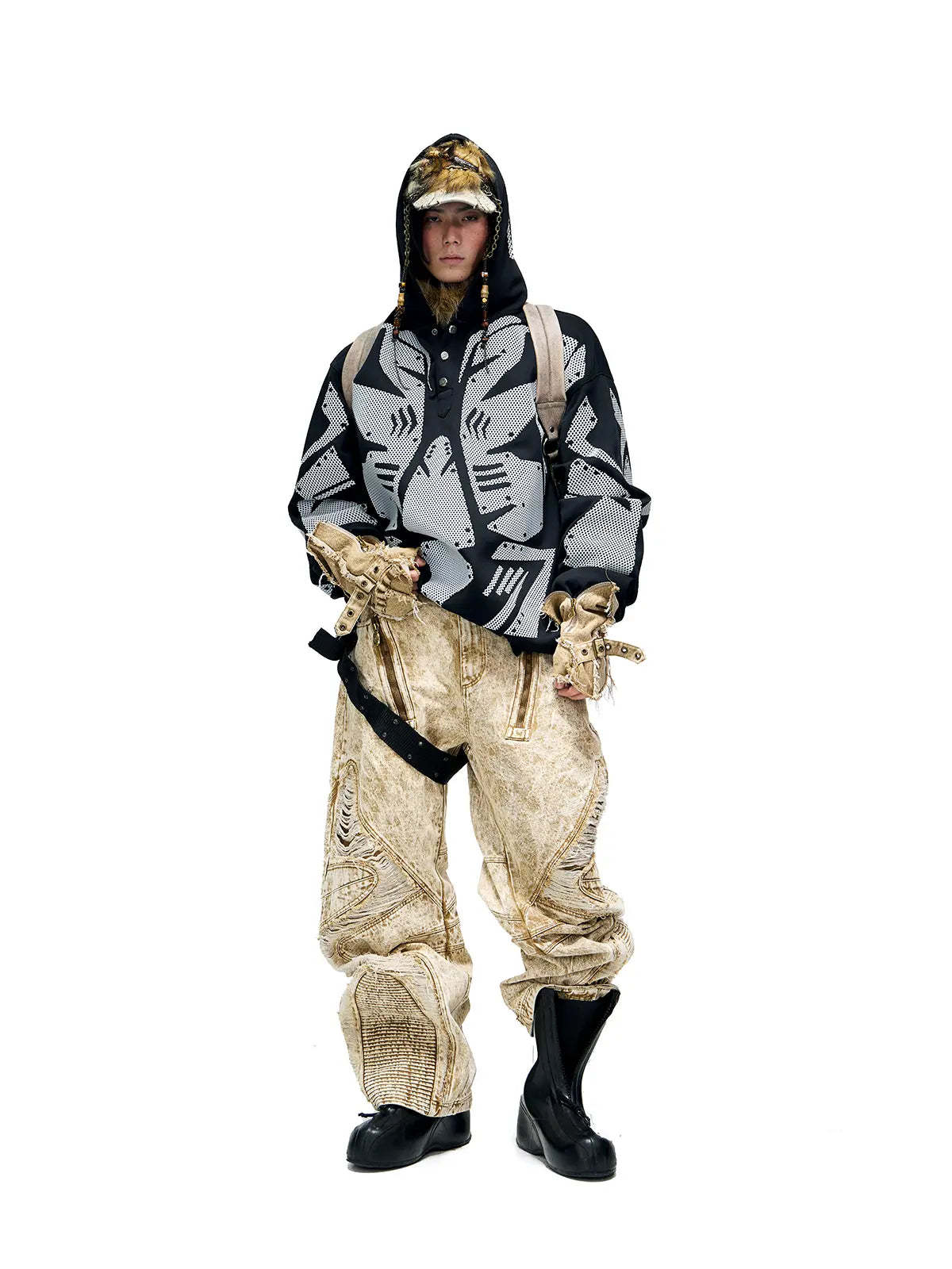 Reflective Armor Hoodie-IYAMIUIO