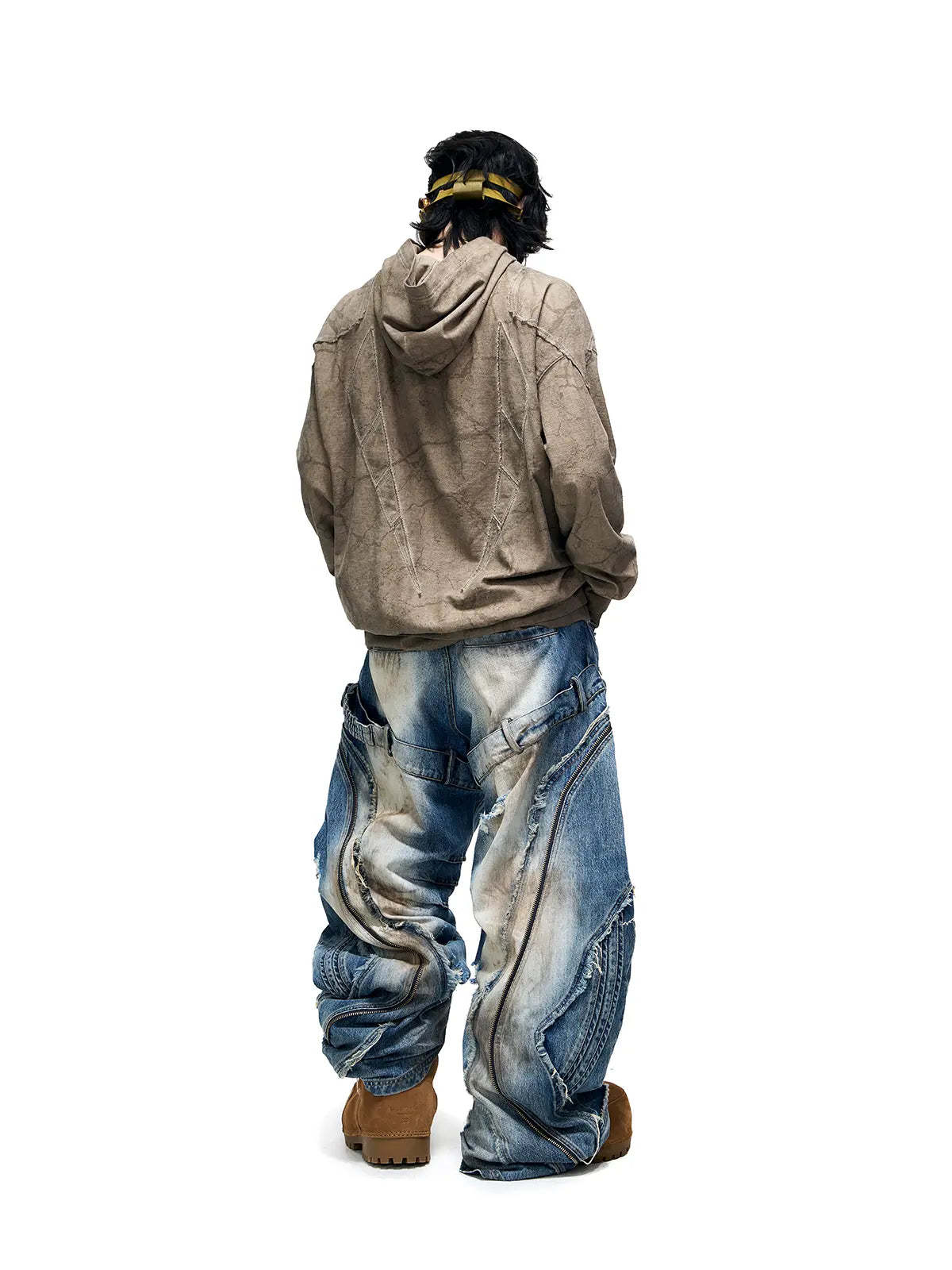 Vintage Sun Totem Distressed Hoodies-IYAMIUIO