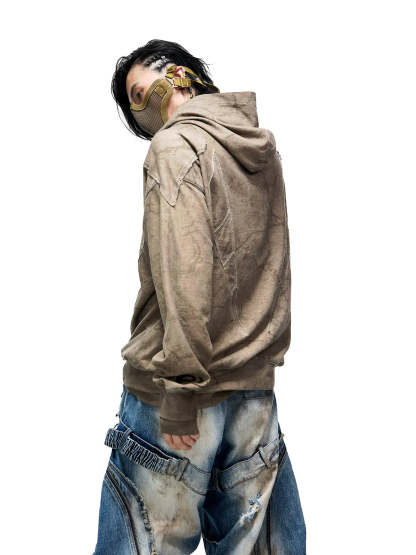 Vintage Sun Totem Distressed Hoodies-IYAMIUIO