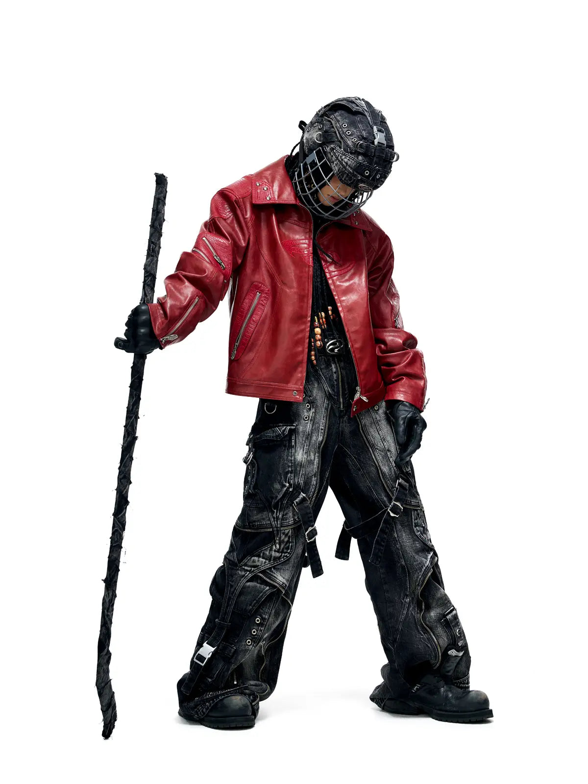 A-Line Baggy Jeans with Hardware Details-IYAMIUIO