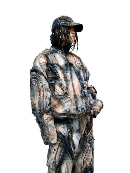 Graffiti Mud Wash Denim Jacket (only 60 pieces)-IYAMIUIO