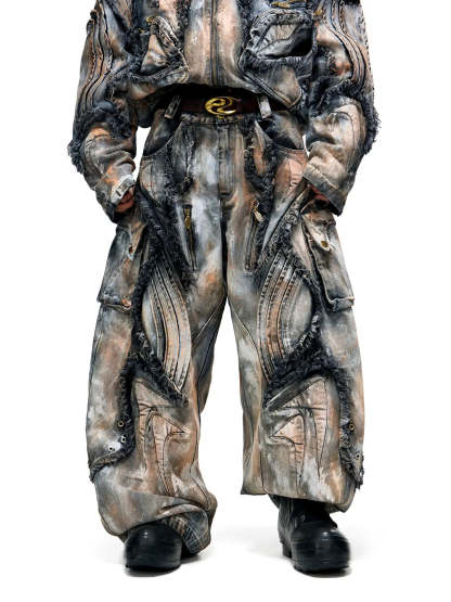 Graffiti Mud Wash Baggy Jeans (only 60 pieces)-IYAMIUIO