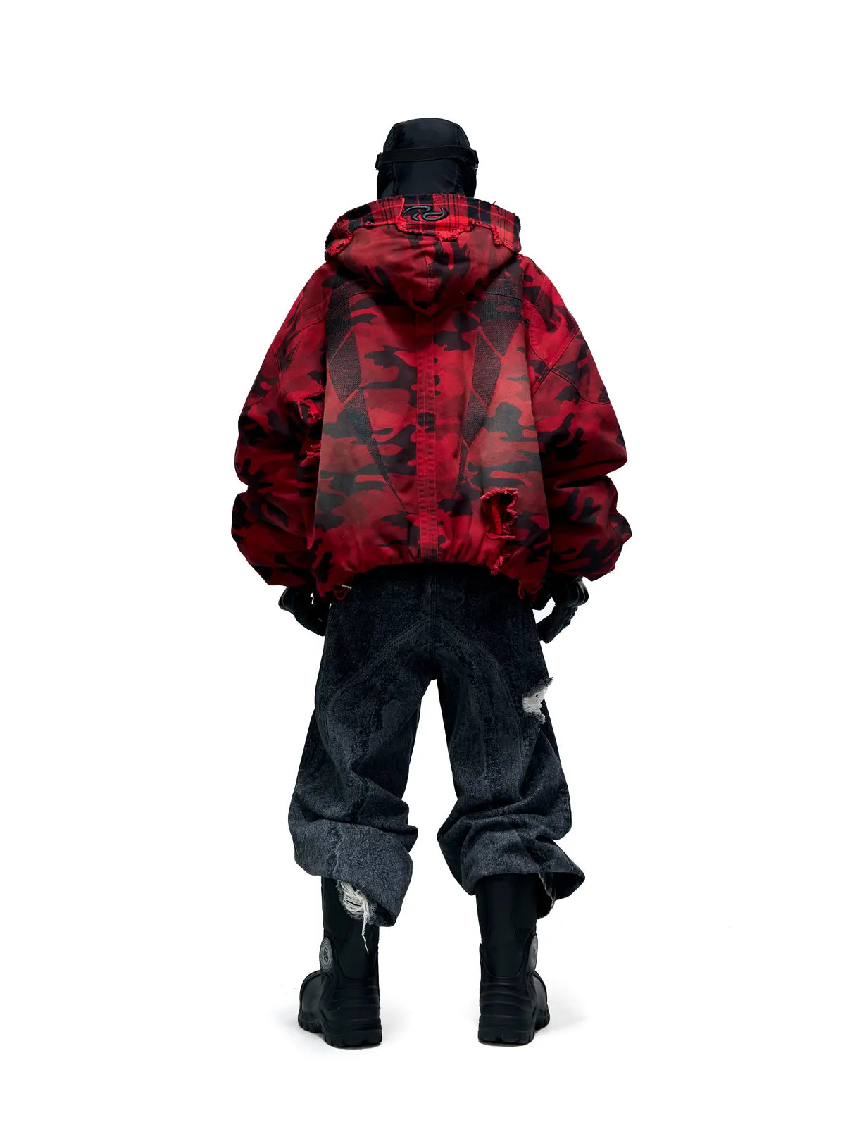 Red Camo Hoodie  Cotton Jacket-IYAMIUIO