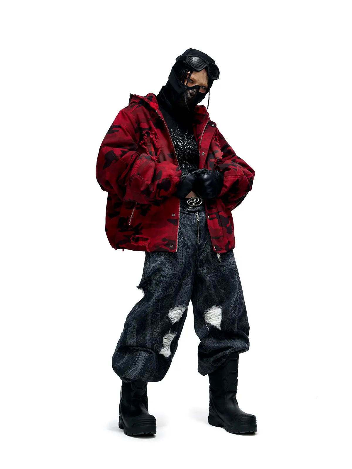 Red Camo Hoodie  Cotton Jacket-IYAMIUIO