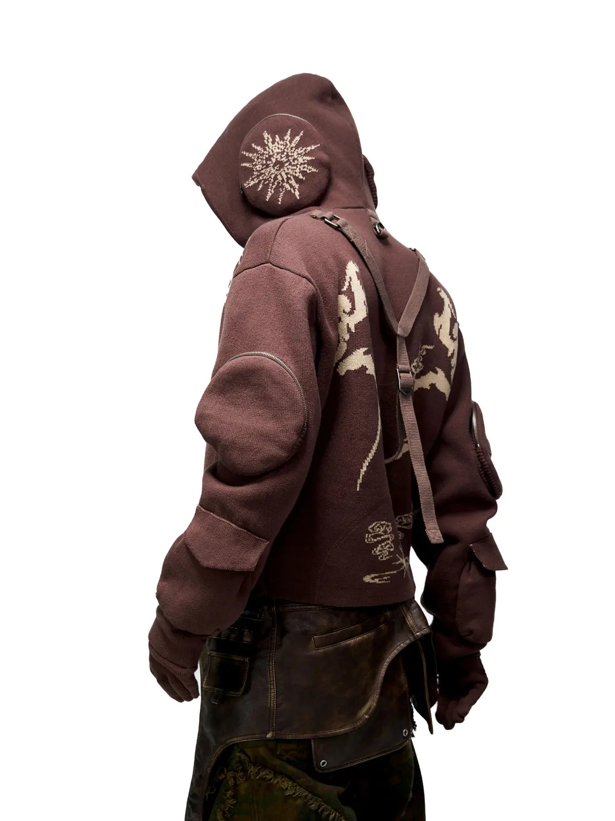 Totem Hoodie Sweater with Face Mask-IYAMIUIO