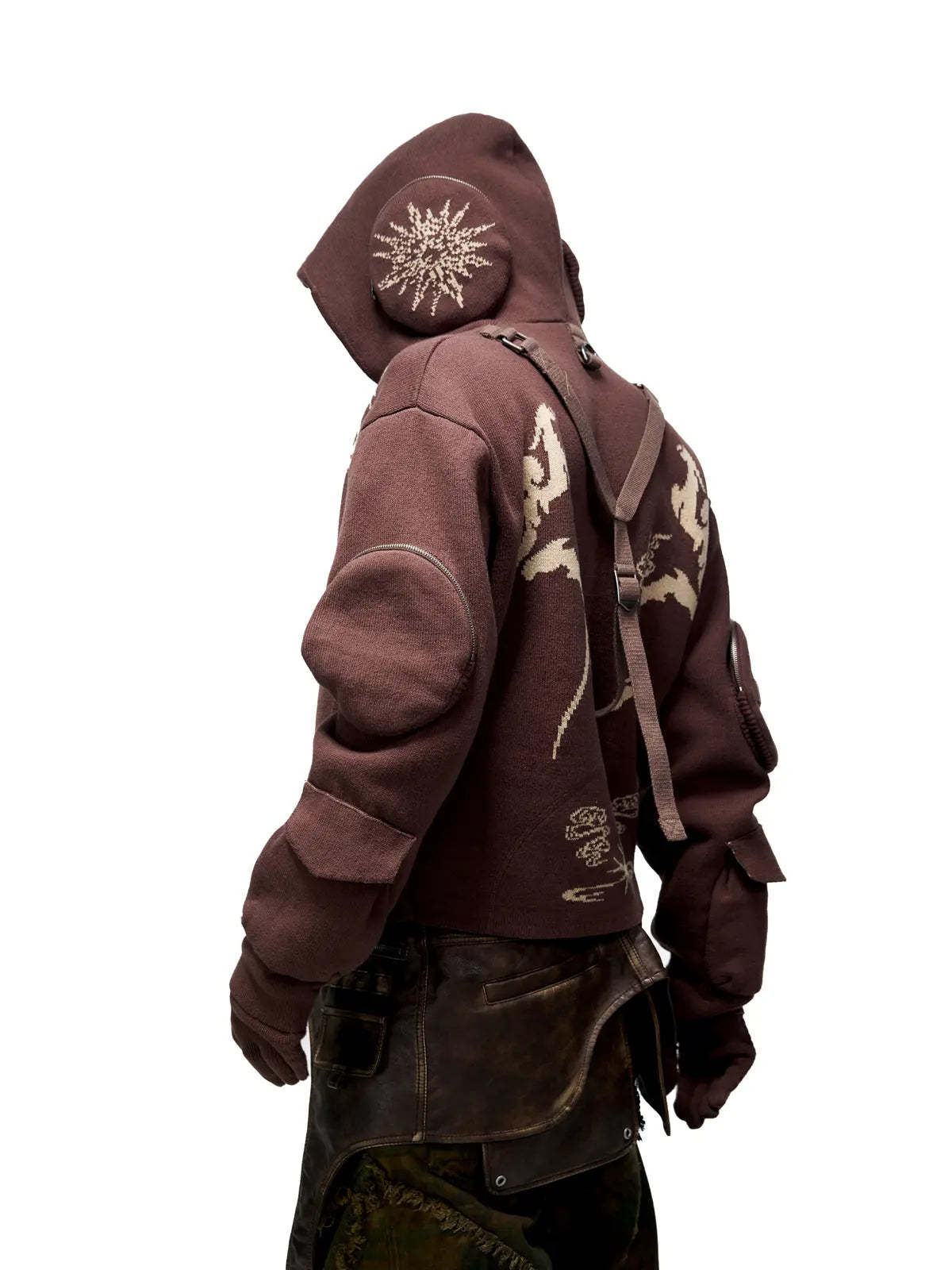 Totem Hoodie Sweater with Face Mask-IYAMIUIO