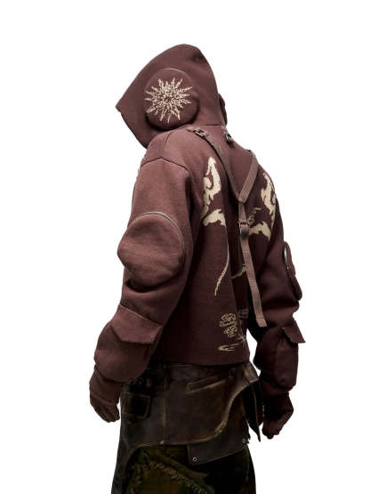 Totem Hoodie Sweater with Face Mask-IYAMIUIO