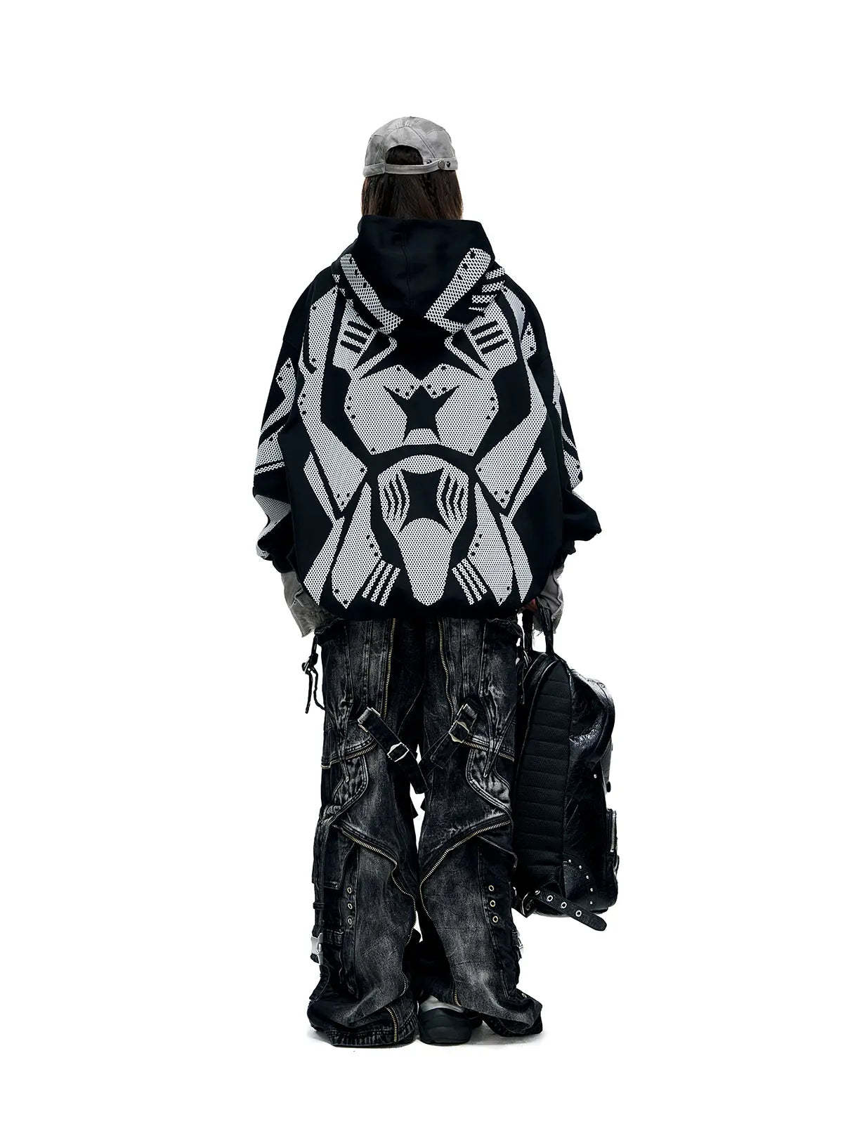 A-Line Baggy Jeans with Hardware Details-IYAMIUIO