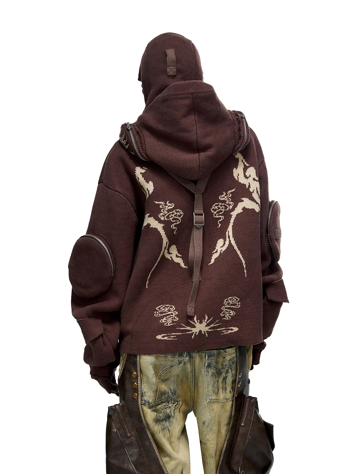 Totem Hoodie Sweater with Face Mask-IYAMIUIO