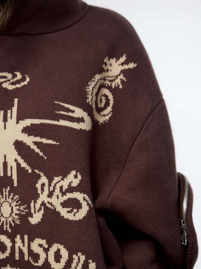 Totem Hoodie Sweater with Face Mask-IYAMIUIO